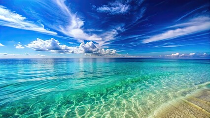 Poster - Tranquil view of the sea with clear blue water and gentle waves , Ocean, water, waves, coastline, horizon, peaceful, serene