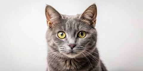 Canvas Print - Close-up image of a gray cat isolated on a background, gray, cat, feline, isolated,background, close-up, pet, animal, domestic