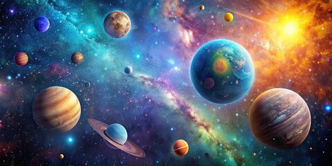 Wall Mural - vibrant and colorful image of the universe filled with stars, planets, and galaxies, space, cosmos, 