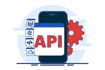 Wall Mural - application programming interface concept. software development tools, internet and networks, apis p