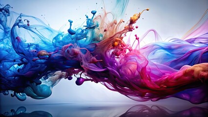 Canvas Print - Shimmering ink painting resembling liquid, shimmering,ink, painting, liquid, abstract, art, colorful, vibrant, flowing