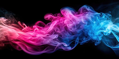 Sticker - Vibrant abstract smoke art with pink and blue swirls creating a dynamic and colorful background, vibrant, abstract, smoke art