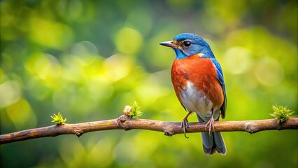 Poster - Bird perched on a branch in a peaceful natural setting, bird, branch, nature, wildlife, peaceful, outdoors, perched, feathers