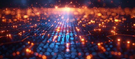 Wall Mural - Abstract Digital Network with Glowing Connections