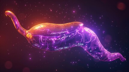 Wall Mural - A purple and orange blob with a long tail