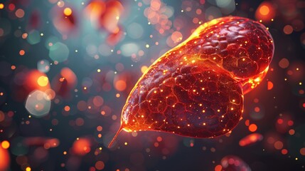 Wall Mural - a red heart with glowing red spots