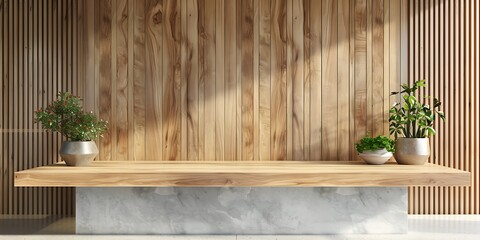 Wall Mural - Modern marble podium or product display with nature background for cosmetic or spa.