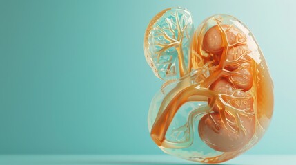 Sticker - A model of a kidney is shown in a clear plastic case