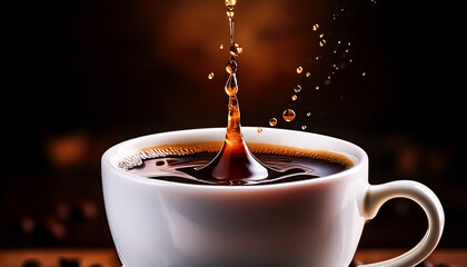 coffee, black, repellent, sphere, pour, liquid, droplet, cafe au lait, bean, cup, black background, close-up