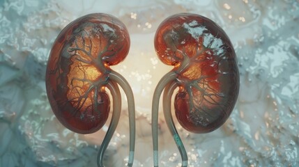 Sticker - Two kidneys are shown in a close up