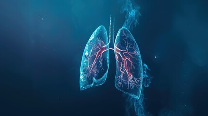 Poster - A close up of a human lung with red and blue veins