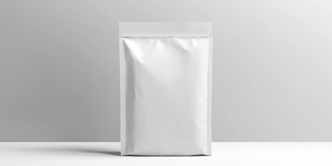 Wall Mural - White blank foil food doy pack packaging standing up on white background