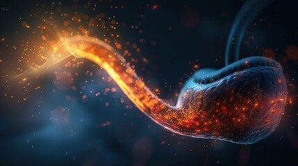 Wall Mural - A glowing, fiery, and twisted tube with a black background