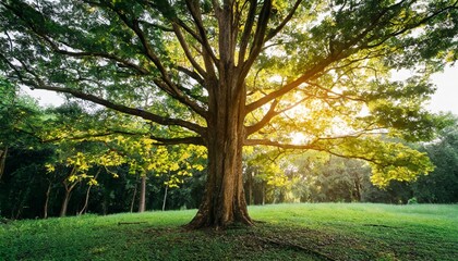 Wall Mural - Big tree in forest. Green life background