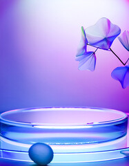 Sticker - Abstract Purple and Blue Background with Glass Platform