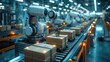 © Vilaysack - Advanced robotic arms automating the packaging line in a modern factory, showcasing industrial technology and efficiency in manufacturing.