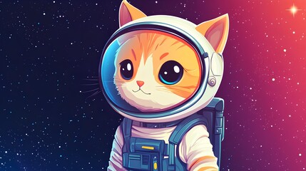 Wall Mural - Cute cat astronaut in spacesuit. Vector hand drawn illustration.