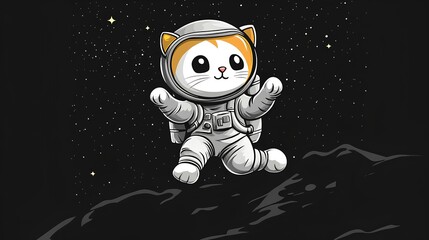 Wall Mural - Astronaut cat in space. Astronaut cat vector illustration.