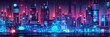 © Nima - A vibrant futuristic city skyline with towering buildings illuminated by neon lights, showcasing the interconnectedness of technology and urban life. The image evokes a sense of progress, innovation,