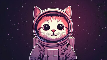 Wall Mural - Astronaut cat in space. Astronaut cat vector illustration.