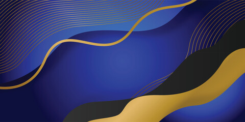 Wall Mural - Modern blue gold and black abstract background art