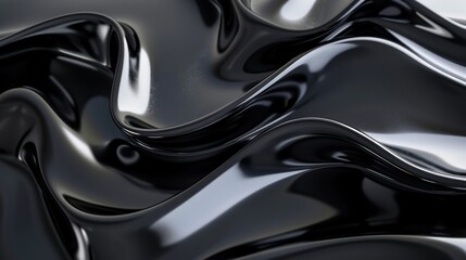 Canvas Print - Abstract Black Liquid Swirling in Motion