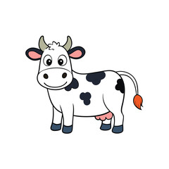 Wall Mural - Cartoon Illustration of a Smiling Black and White Cow