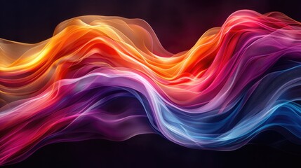 Poster - Colorful curved waves creating a dynamic flow