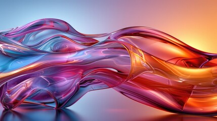 Wall Mural - Colorful curved waves creating a dynamic flow