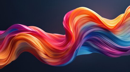 Sticker - Colorful curved waves creating a dynamic flow