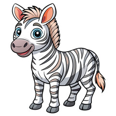 Wall Mural - Cartoon illustration of a cute baby zebra