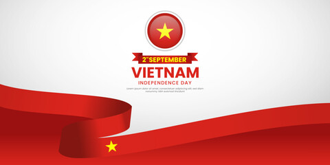 Wall Mural - Vietnam independence day greeting card, banner with template text vector illustration