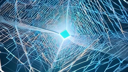 A web of intricate connections forms creating a hypnotic lattice structure that pulsates and morphs before our eyes.