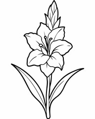 Wall Mural - Line art of Gladiolus flower 