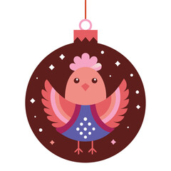 Wall Mural - A Christmas Ornament Featuring a Cartoon Bird with Spread Wings