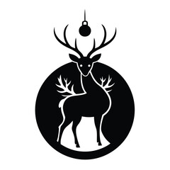 Wall Mural - Silhouette of a Deer Inside a Christmas Ornament