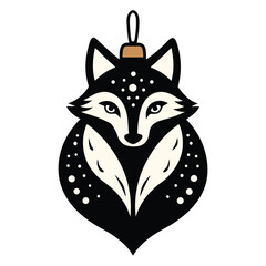 Wall Mural - Black and White Fox Ornament with Polka Dots