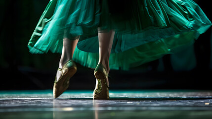 Ballet Dancer's Feet in Green Dress

