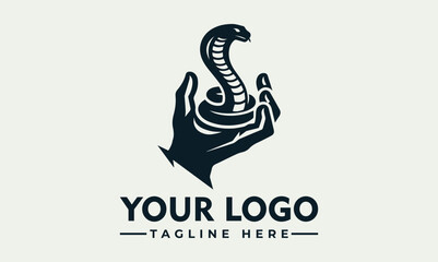 Sticker - Hand Holding Black Cobra Vector Logo: Unleash the Symbolism of Power, Mystery, and the Enigmatic Cobra in Your Brand 