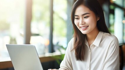 Poster - Business woman working at an office with laptop