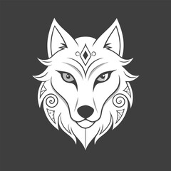 Wall Mural - Ornate White Wolf Head with Geometric Design