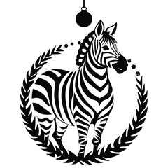 Wall Mural - A Black and White Silhouette of a Zebra Ornament