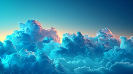 Wall Mural - Blue Background with Soft and Calming Cloud Illustrations 