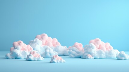 Wall Mural - Blue Background with Soft and Calming Cloud Illustrations 