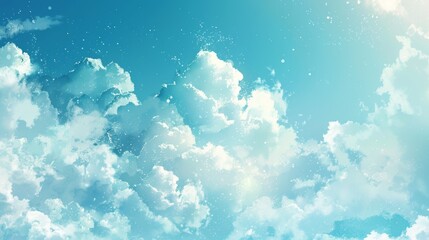 Wall Mural - Blue Background with Soft and Calming Cloud Illustrations 