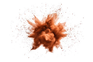 Wall Mural - bright brown paint color powder festival explosion burst isolated white background.	