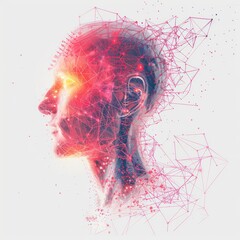 Wall Mural - head illustration ai technology on a white background