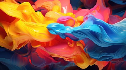 Colorful fluid motion creating abstract shapes