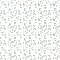 Wall Mural - seamless background with green hearts