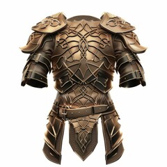 Wall Mural - 3D Render, Low Poly style of a Celtic warrior's bronze armor set, on isolated white background